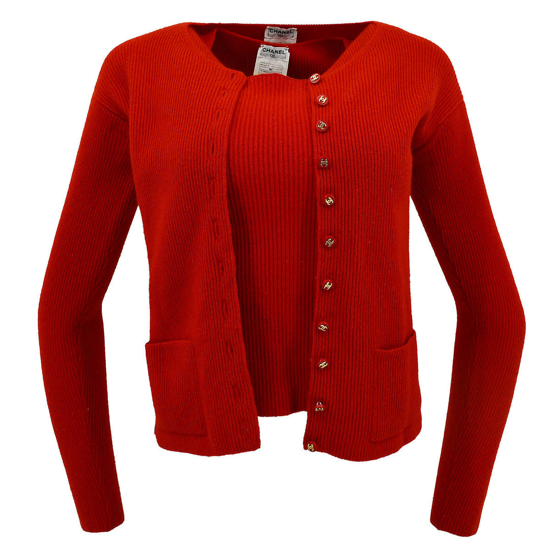 Top Quality Chanel Fall 1996 ribbed cashmere cardigan set #38