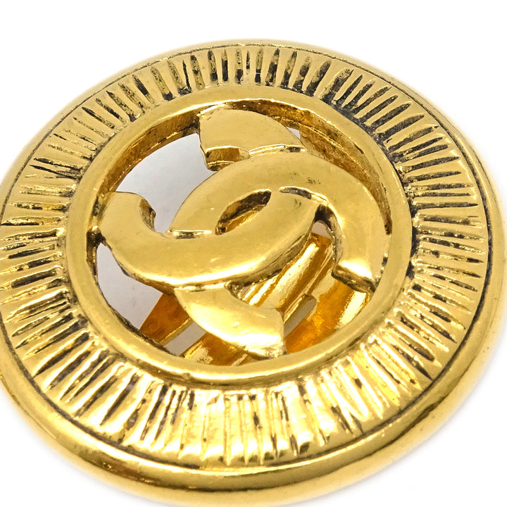 Top Quality Chanel Button Earrings Clip-On Gold 8776