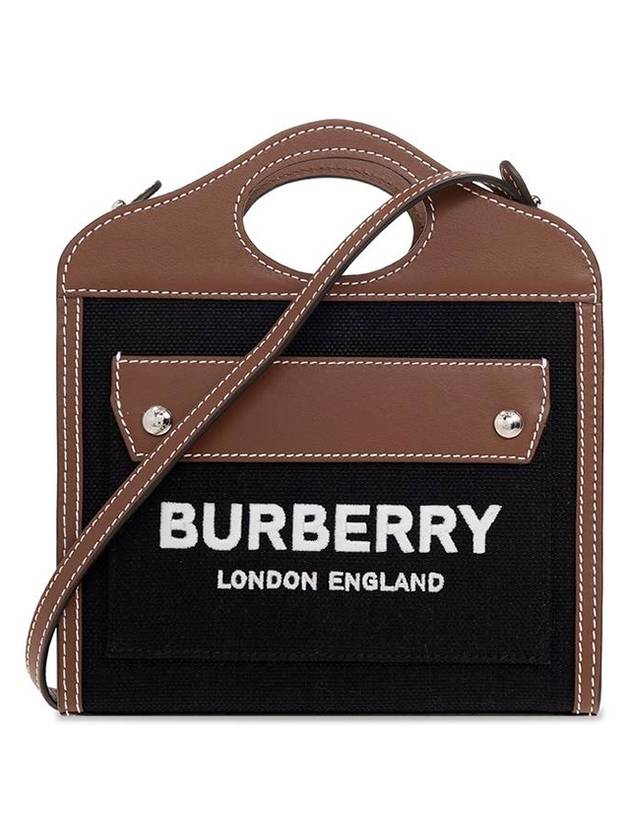 Burberry Micro Two-tone Canvas and Leather Tote Bag Black