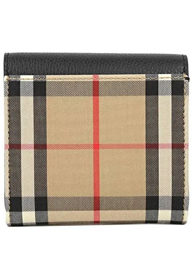 Burberry Vintage Check Grainy Leather Half Wallet Black