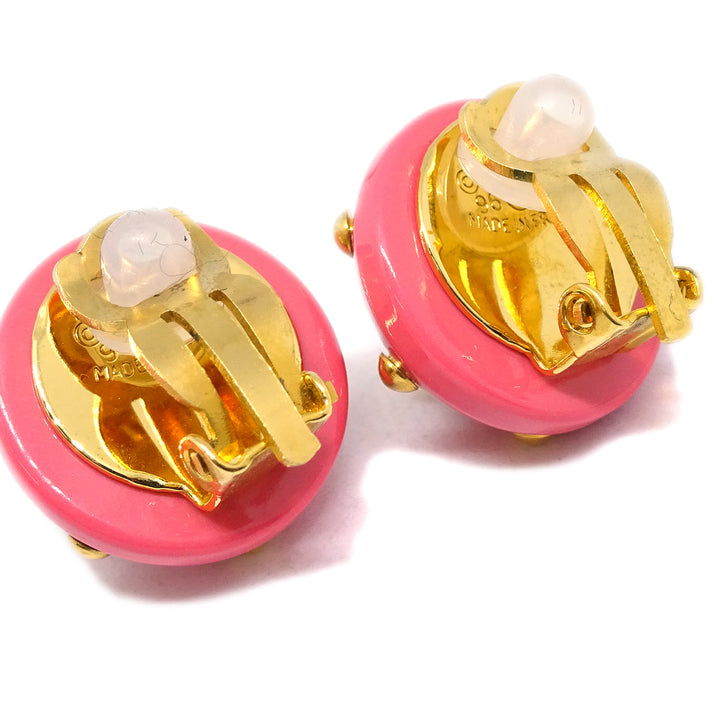 Top Quality Chanel Button Earrings Clip-On Pink 96C