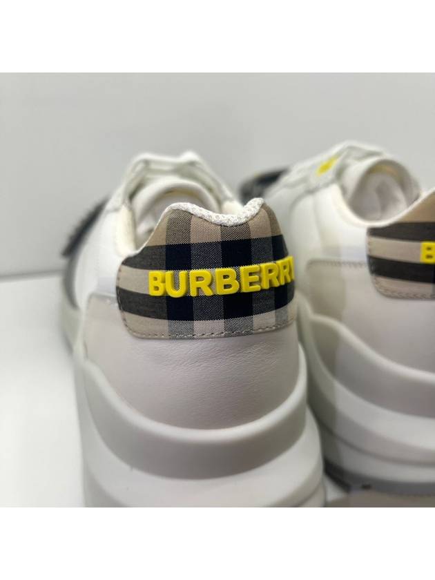 Burberry Men's Suede Vintage Check Velcro Low Top Sneakers White