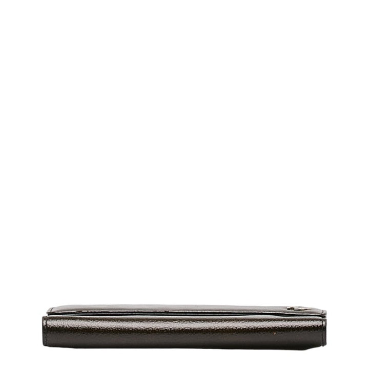 Top Quality Chanel Cocomark Three Folded Wallet Metal Curry Patent Leather  CHANEL