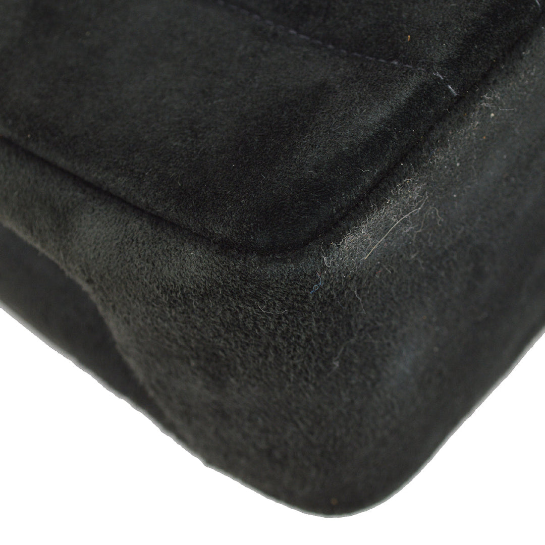 Top Quality Chanel 1991-1994 Black Suede Medium Vertical Stitch Single Flap Bag
