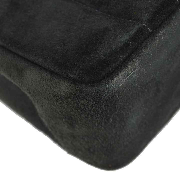 Top Quality Chanel 1991-1994 Black Suede Medium Vertical Stitch Single Flap Bag
