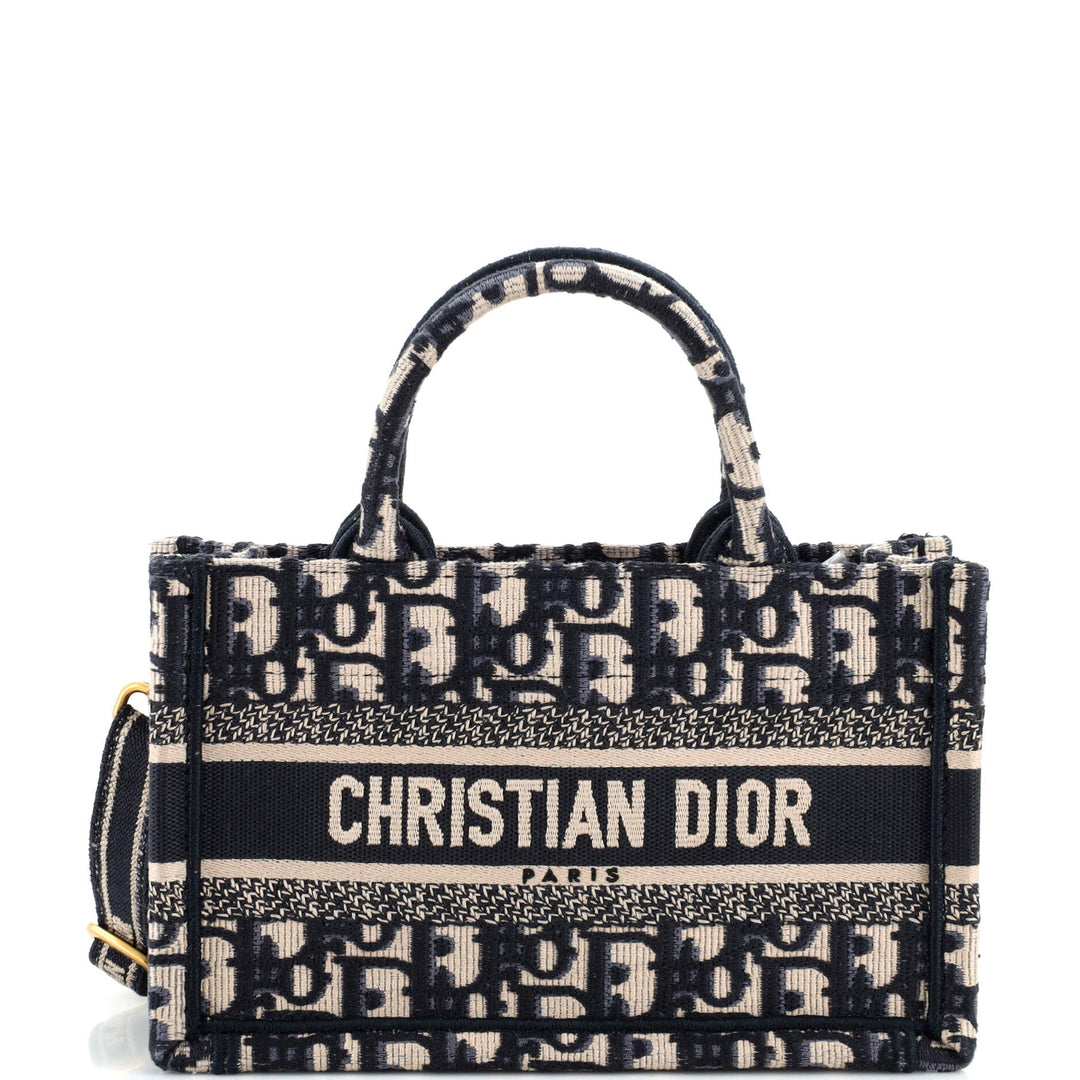 Top quality Dior Book Tote with Strap Oblique Canvas Mini