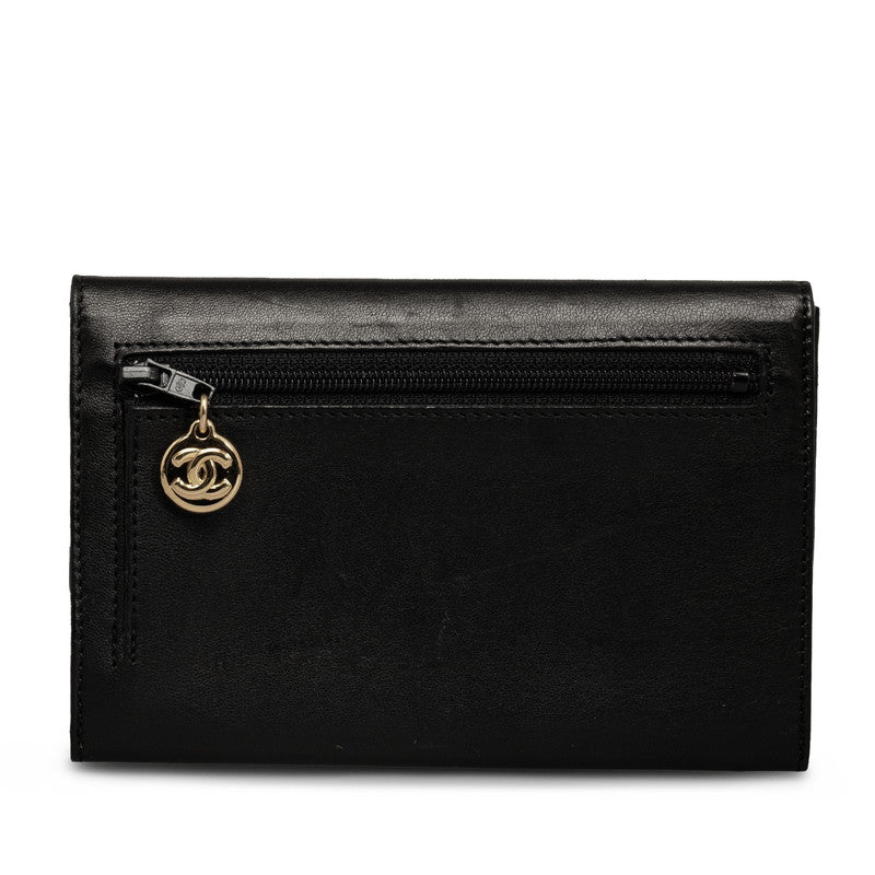 Top Quality Chanel Double Folded Wallet Lambskin Black Ladies
