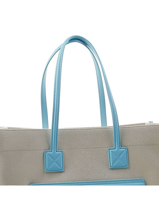 Burberry Freya Logo Print Medium Canvas Tote Bag Natural Blue