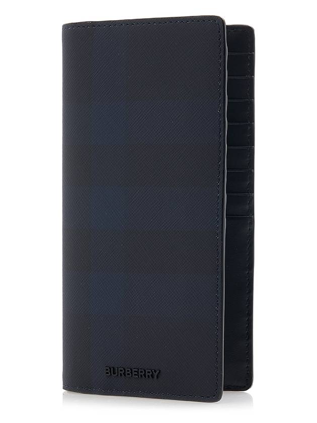 Burberry Coated Canvas Check Motif Long Wallet Navy