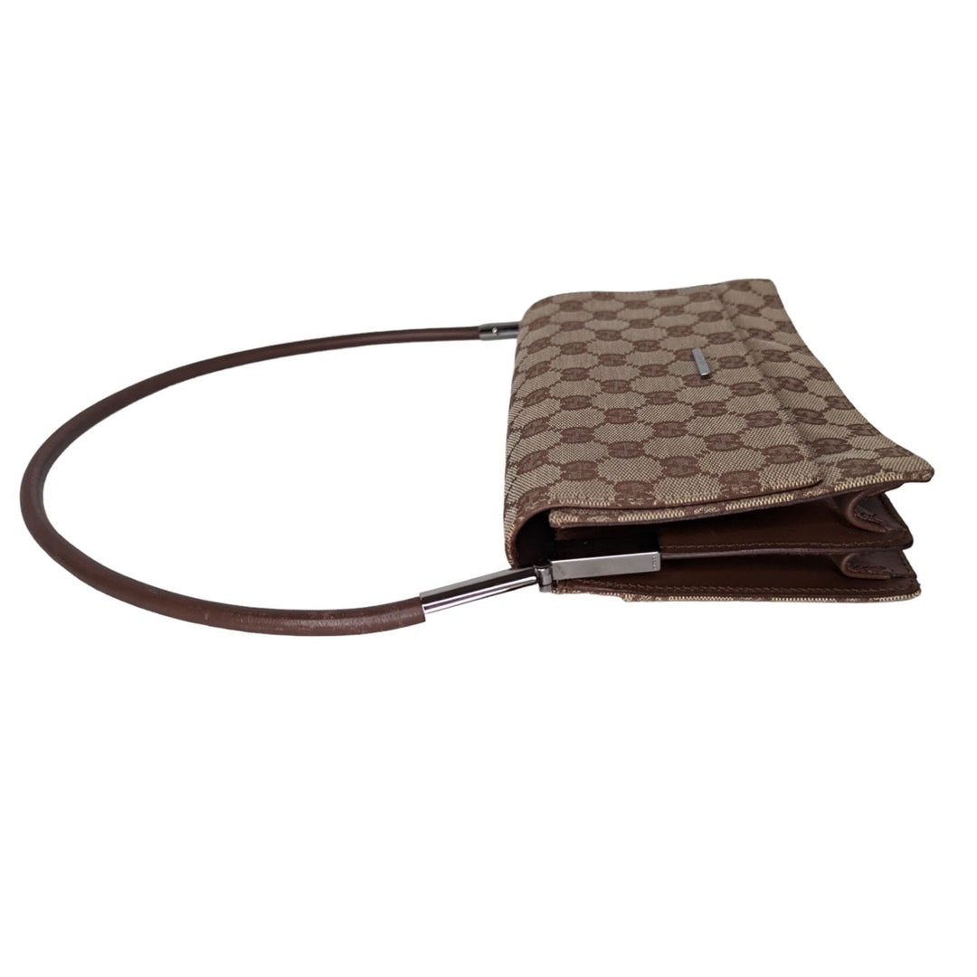 Gucci Vintage Monogram Pochette Flap Shoulder Bag Brown