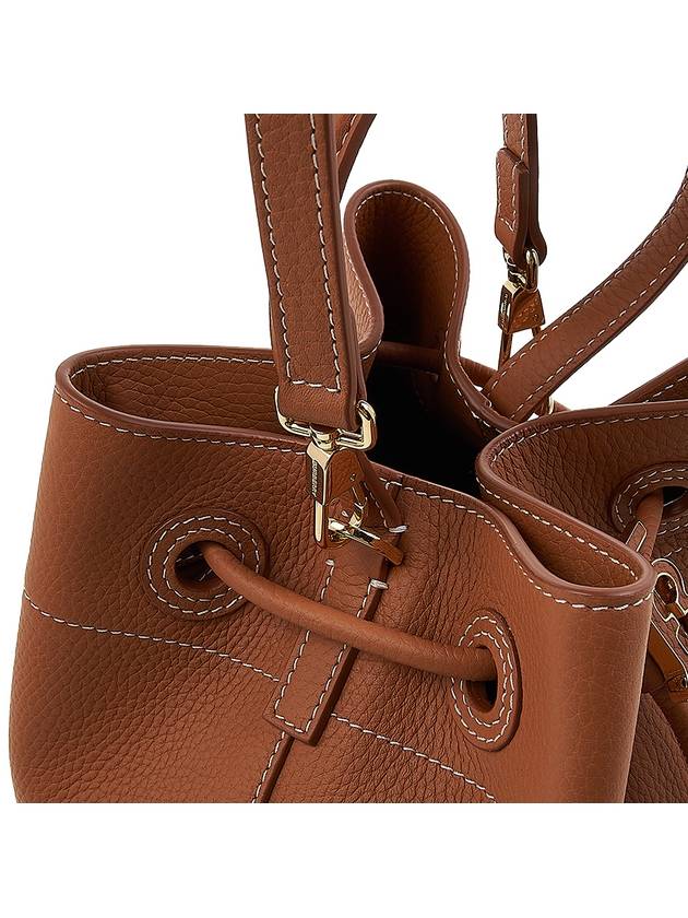 Burberry TB Logo Leather Small Bucket Bag Brown