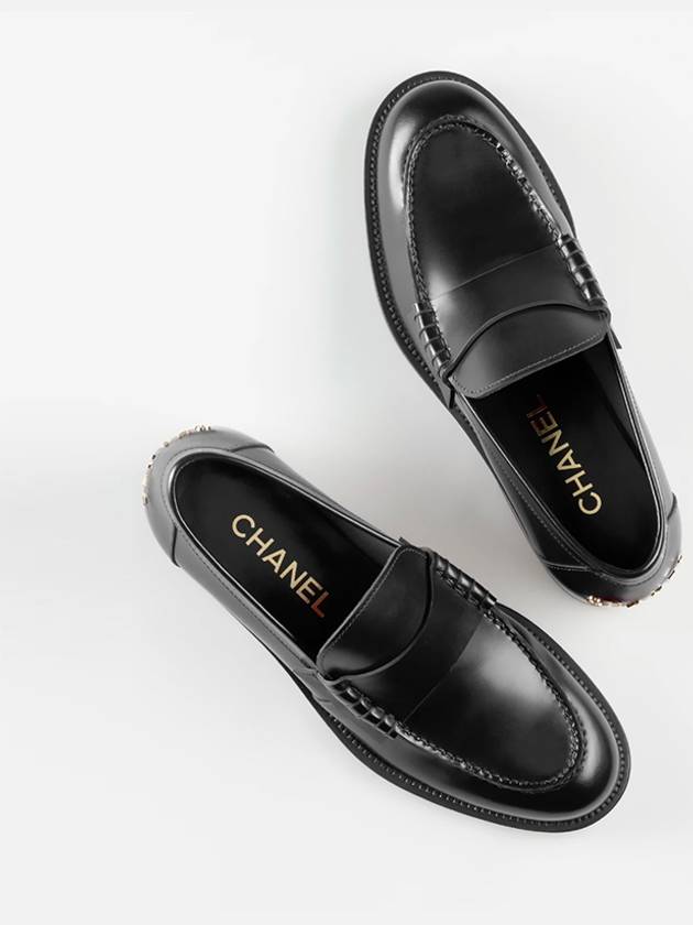 Bag Logo Moccasin Leather Loafer Black Chanel