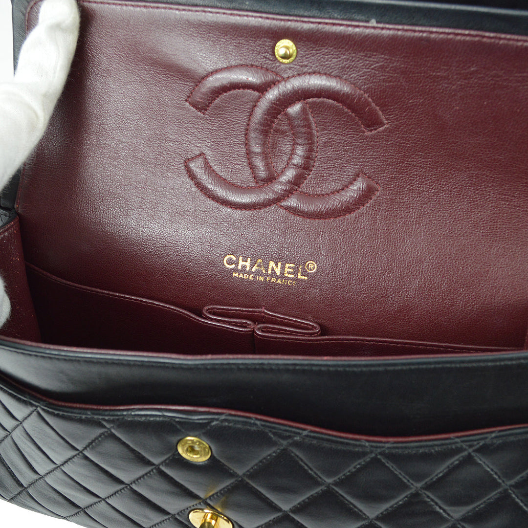 Top Quality Chanel 2000-2001 Black Lambskin Medium Classic Double Flap Bag