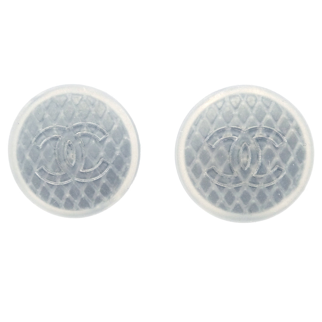 Top Quality Chanel Button Earrings Clip-On Gray 99S
