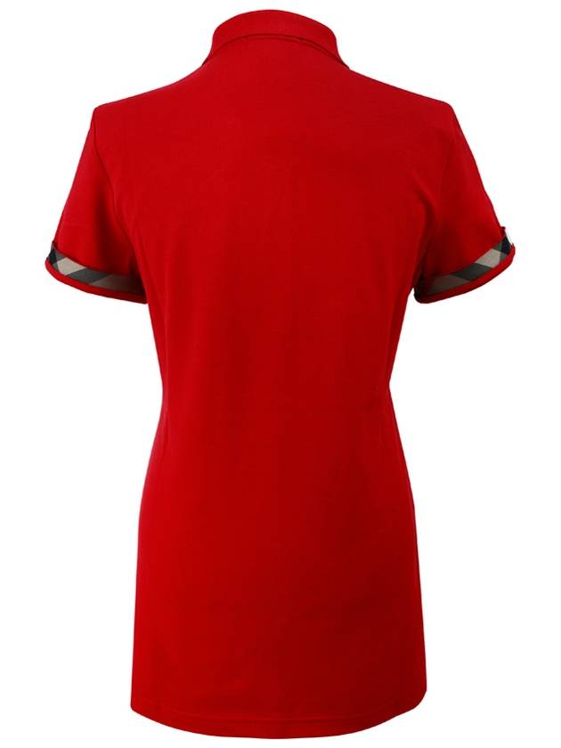 Burberry WoMen's Check Sleeve Short Sleeve Polo Shirt Red