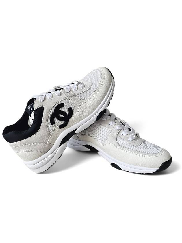 CC Logo Suede Tennis Low Top Sneakers Black Chanel