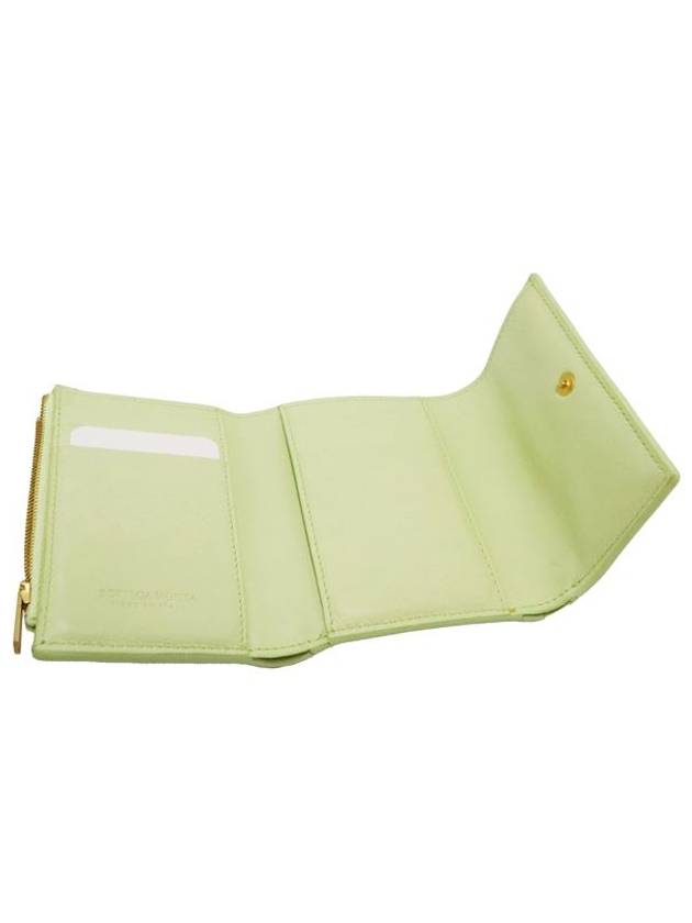 Bottega veneta Women s Half Wallet Bottega veneta 651372 Lemon Washed Lambskin Intrecciato Weaving 3 Stage Folded Zipper