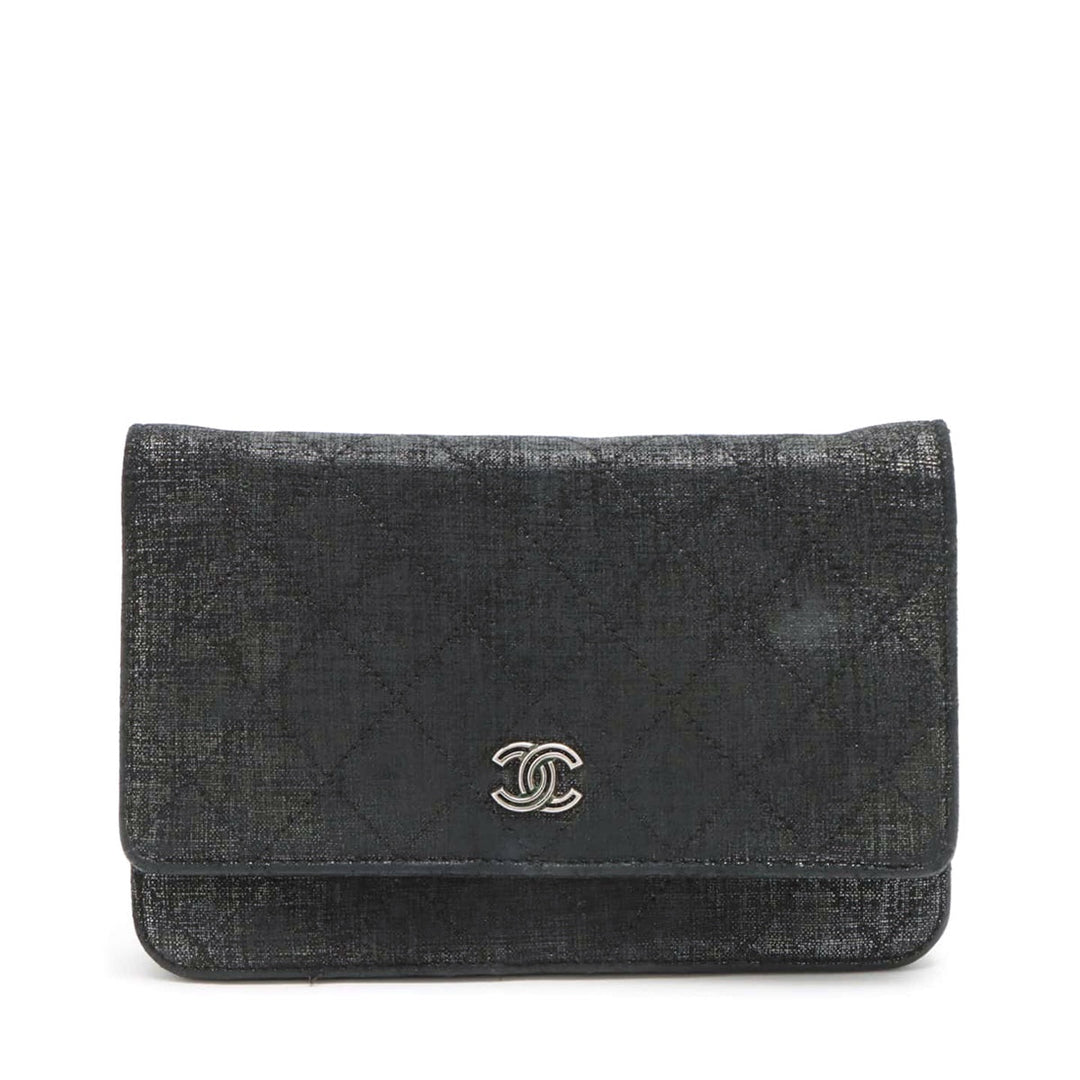 Top Quality Chanel Matrasse  Canvas Chain Wallet Black Silver Gold  19th