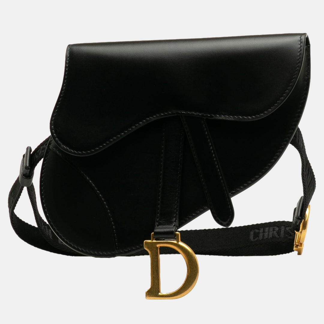 Top quality Dior Black Leather Saddle Belt Bag