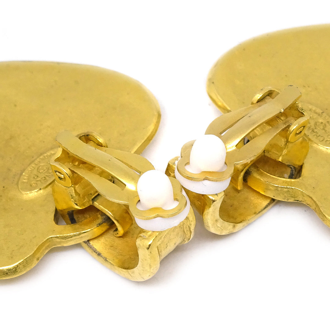 Top Quality Chanel Dangle Heart Earrings Gold Clip-On 95P