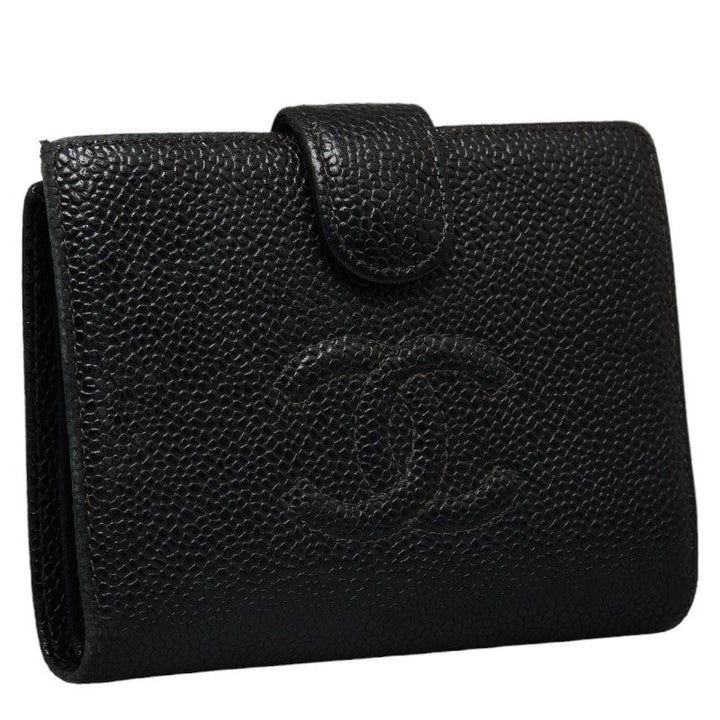Top Quality Chanel Double Folded Wallet Caviar Skin/Leather Black  Caviar
