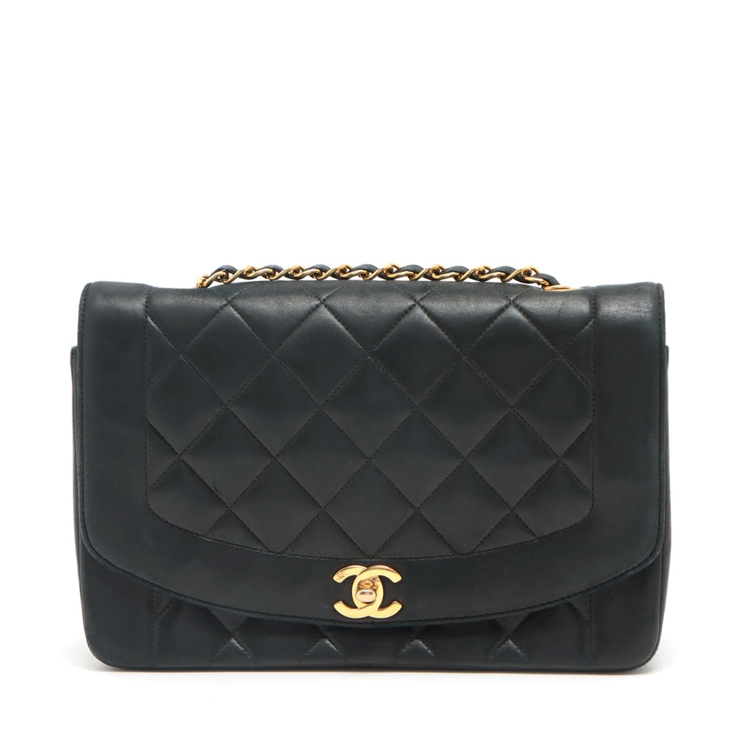 Top Quality Chanel Matrasse  Single Flap Single Chain Bag Diamond Flap Black Gold  2nd
