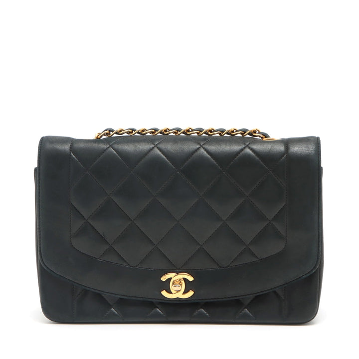 Top Quality Chanel Matrasse  Single Flap Single Chain Bag Diamond Flap Black Gold  2nd