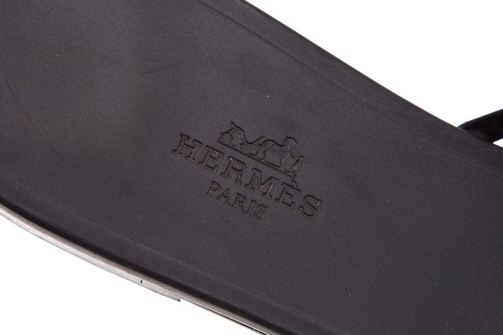 Hermès Black Rivage Chaîne d'Ancre Insignia Rubber Sandals SZ 41