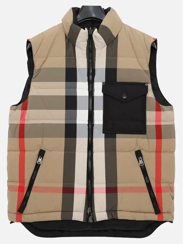 Burberry Reversible Check Pocket Embroidered Nylon Vest Beige