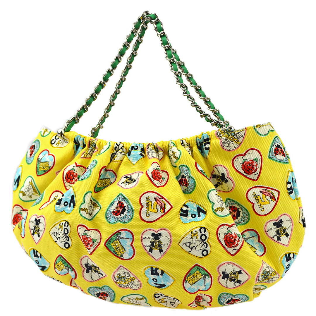Top Quality Chanel Yellow Canvas Valentine Chain Handbag