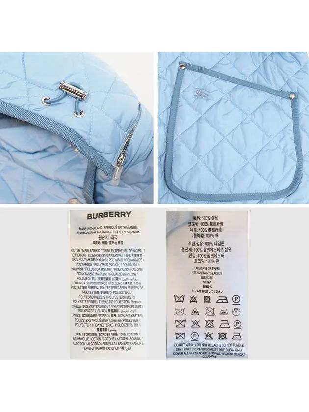 Burberry Diamond Recycled Nylon Quilted Hooded Jacket Denim Blue