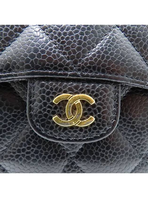 A82288 Black caviar skin gold COCO logo quilted classic small flap bi fold wallet Chanel