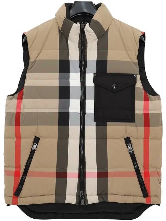 Burberry Reversible Check Pocket Embroidered Nylon Vest Beige
