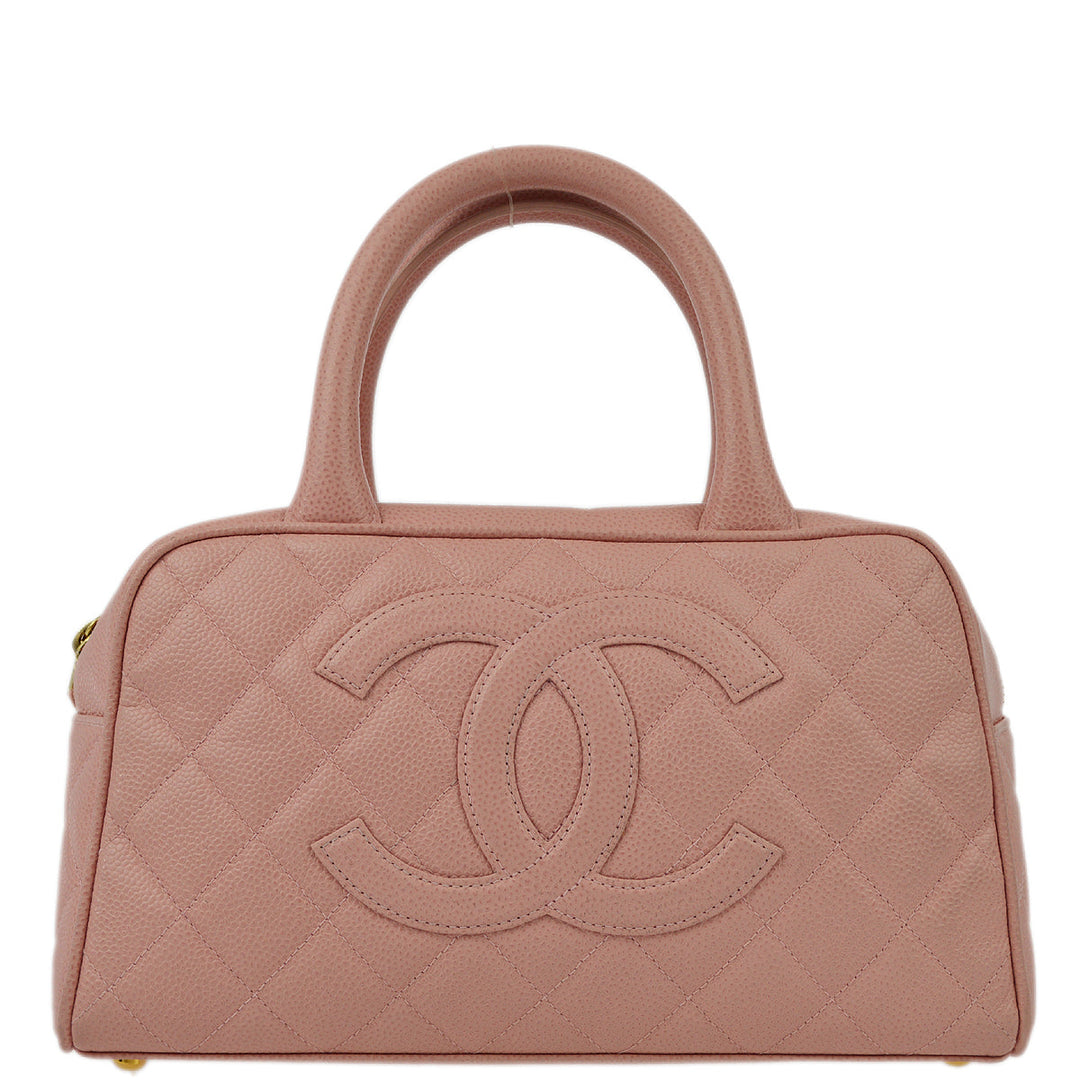 Top Quality Chanel Pink Caviar Bowling Bag 27