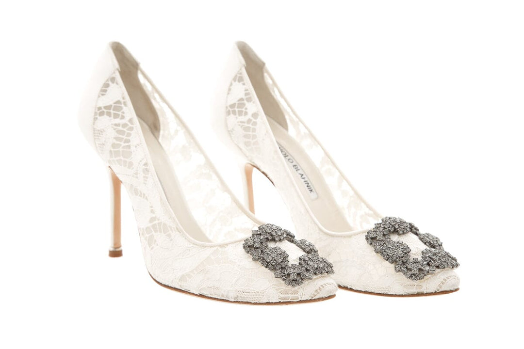Manolo Blahnik White Lace Heel SZ 36