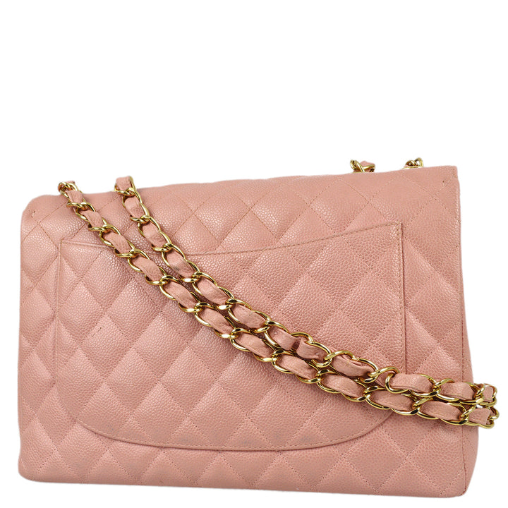 Top Quality Chanel 2003-2004 Pink Caviar Jumbo Classic Flap Shoulder Bag