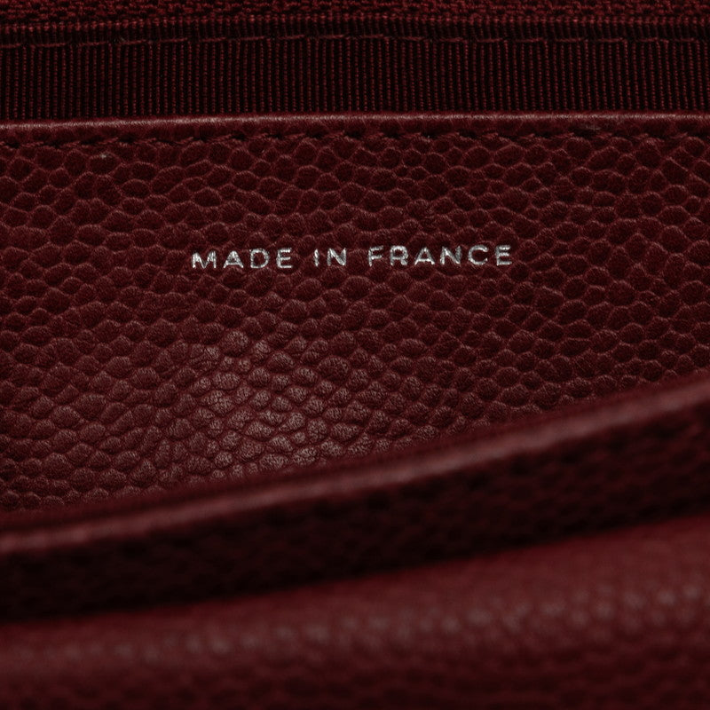 Top Quality Chanel Coco Half Moon Chain Shoulder Bag Wine Red Silver Caviar S  CHANEL