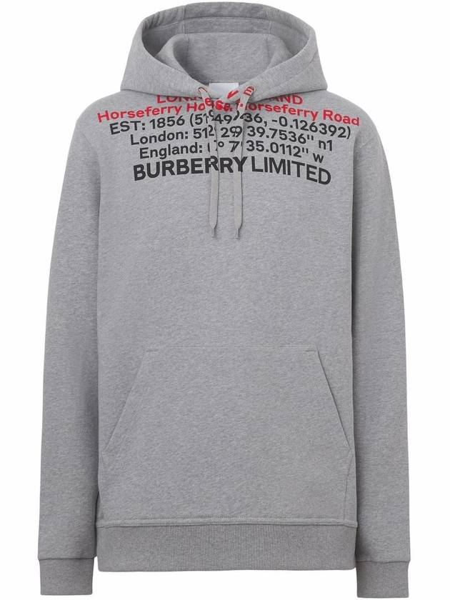 Burberry Location Cotton Hoodie Grey