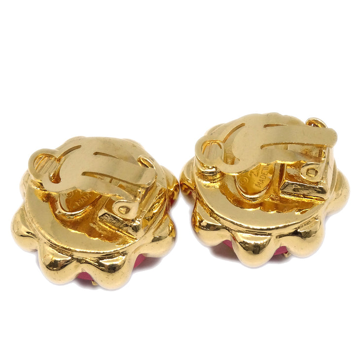 Top Quality Chanel Button Earrings Clip-On Red 29