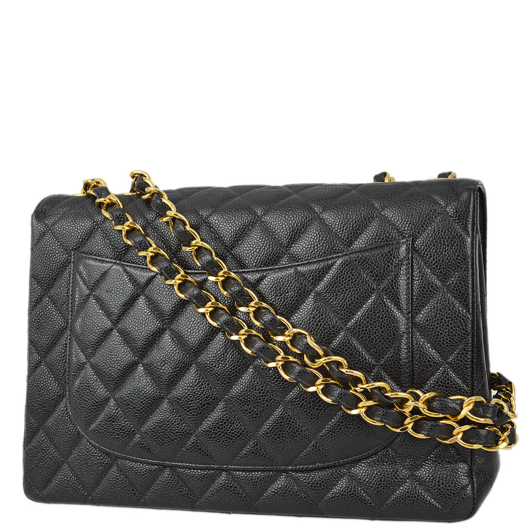Top Quality Chanel Black Caviar Jumbo Classic Flap Shoulder Bag