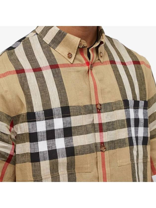 Burberry Linen Tartan Check Short Sleeve Shirt Brown