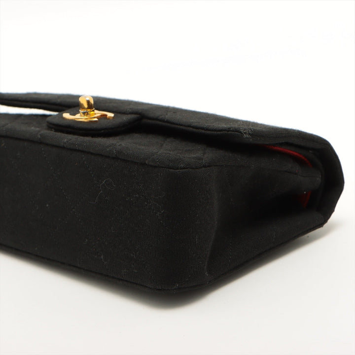 Top Quality Chanel Matrasse Cotton Double Flap Double Chain Bag Black Gold  0st