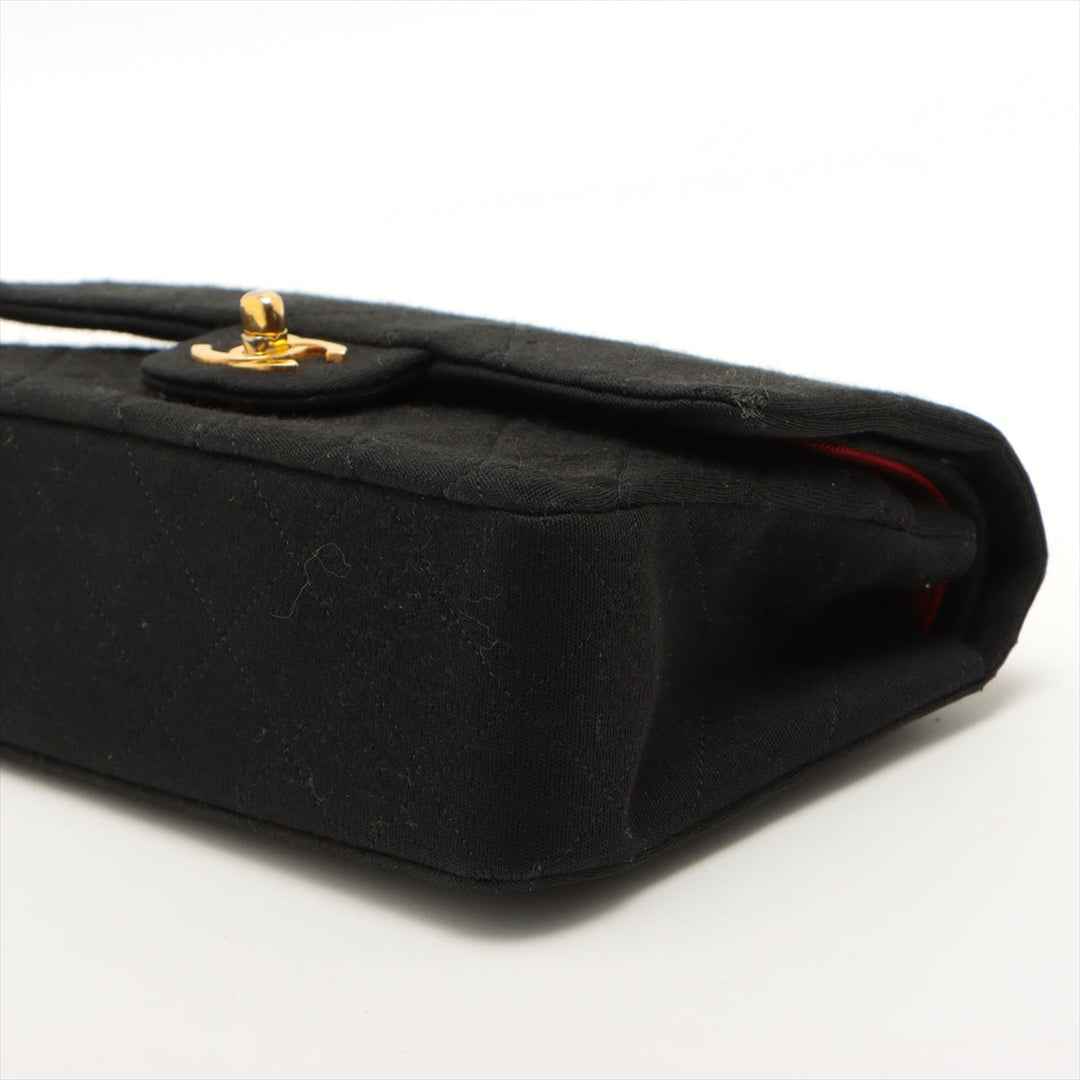 Top Quality Chanel Matrasse Cotton Double Flap Double Chain Bag Black Gold  0st