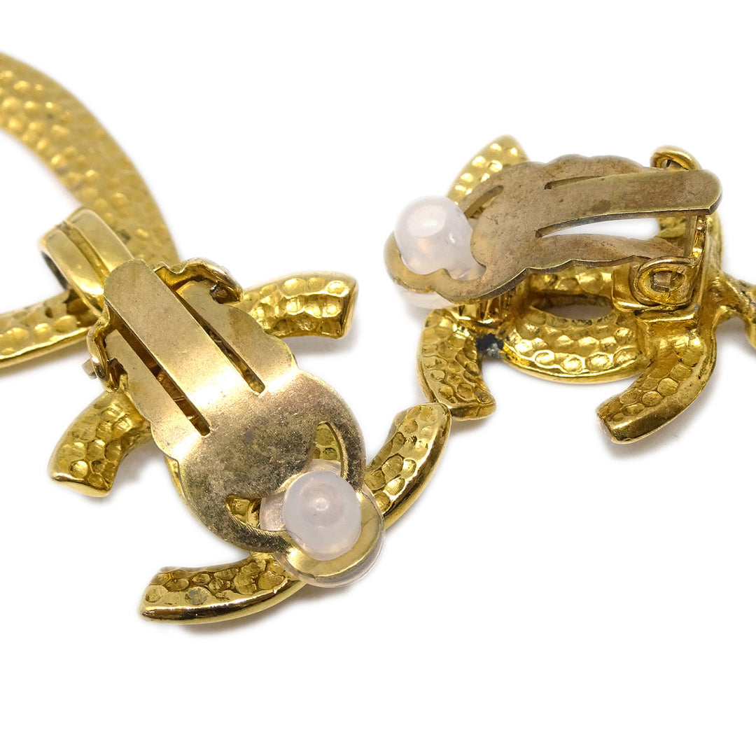 Top Quality Chanel Dangle Hoop Earrings Clip-On Gold 96P