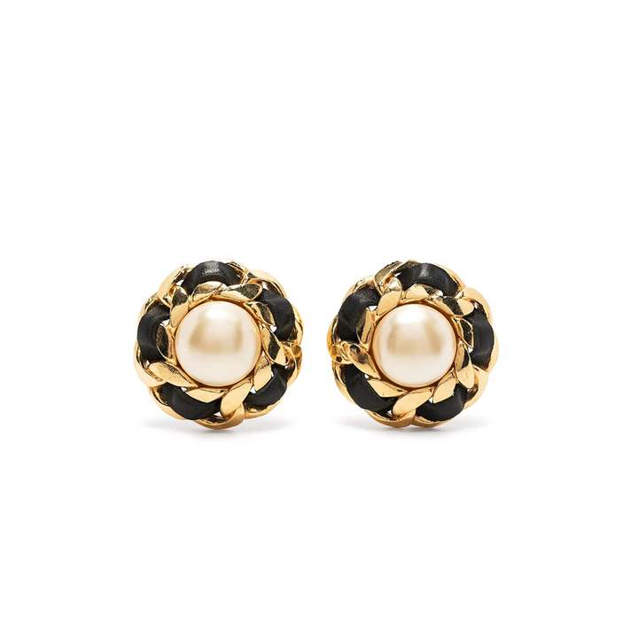 Chanel 1970's Pearl Button Earrings