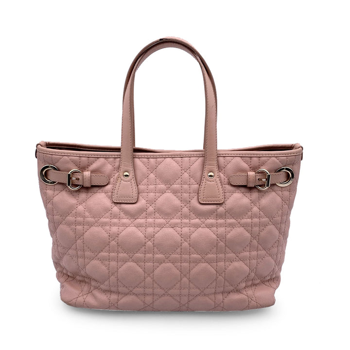 CHRISTIAN Top quality Dior Pink Cannage Canvas Panarea Tote Bag