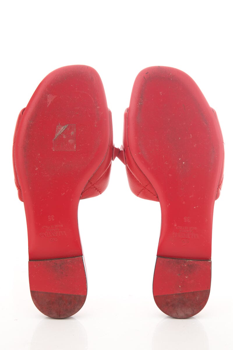 Valentino Red Leather Rockstud Slides SZ 35