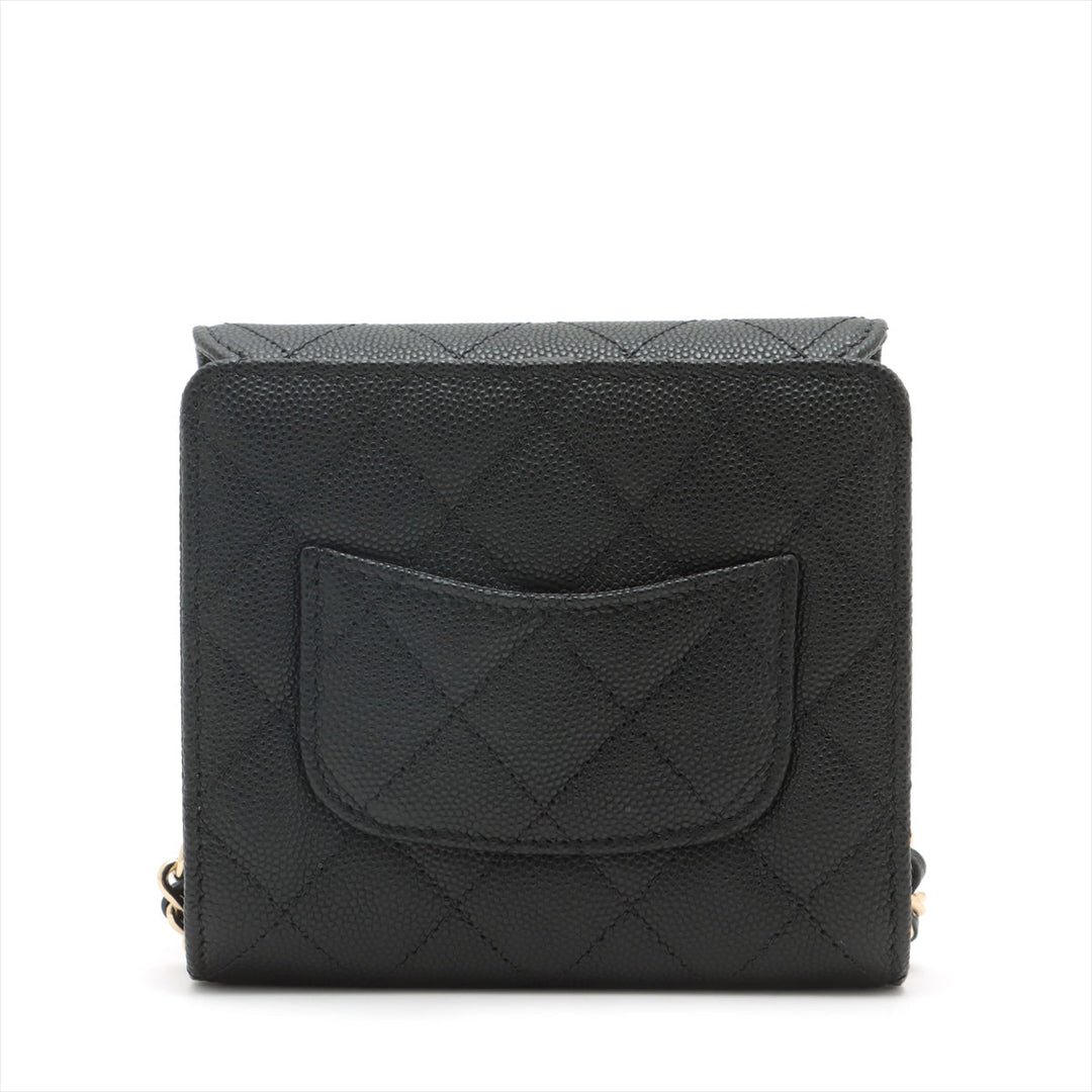 Top Quality Chanel Matrasse Caviar S Chain Wallet Black Gold