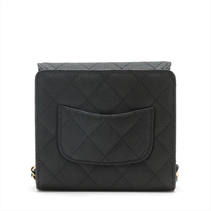 Top Quality Chanel Matrasse Caviar S Chain Wallet Black Gold