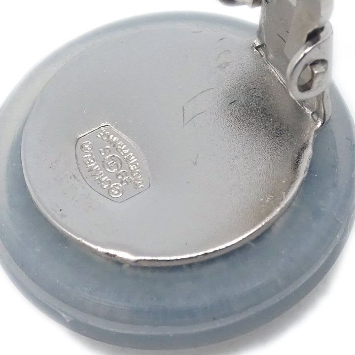 Top Quality Chanel Button Earrings Clip-On Gray 99S